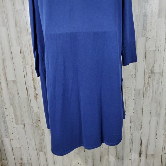H by Halston Womens Cardigan Sweater XLP Blue Rayon Blend Duster Open Front Q2 - Picture 4 of 5